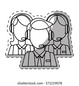 call center telemarketing tech service worker wearing headset icon image vector illustration design 