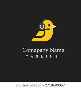 Logotipo único del pájaro del centro de llamadas