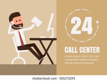 Call center ,Vector cartoon concept business