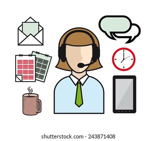 call center vector colored icons on a white background