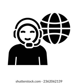 Call Center Vector Glyph Icon For Personal And Commercial Use.
