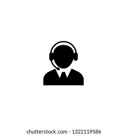 Call center vector icon. Customer support / customer service agent icon with headset or account manager flat vector icon for apps and website. Operator in Web sign. 