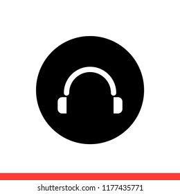 Call center vector icon, headphones symbol. Simple, flat design for web or mobile app
