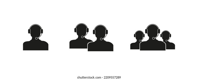  Iconos vectoriales del Centro de llamadas. Ilustración vectorial del operador de servicio de iconos de soporte.  Gráficos vectoriales aislados en fondo blanco. eps10