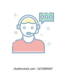 Call Center Vector illustration. Filled Outline Color Icon.