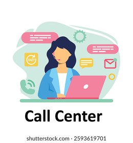 Call Center Vector Illustration Which can easily modify or edit Which can easily modify or edit

