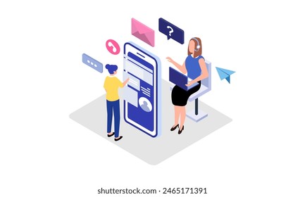 Call center vector isometric illustration