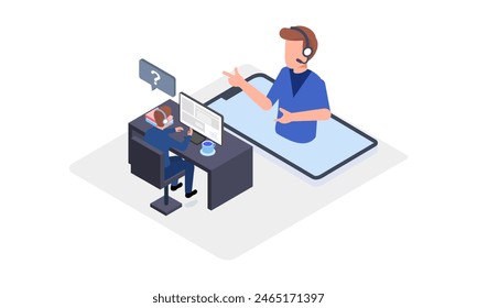 Call center vector isometric illustration