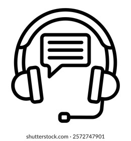 Call Center Vector Line Icon Design