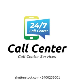 Call center vector logo template on white background
