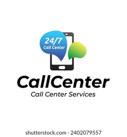 Call center vector logo template on white background
