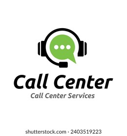 Call center vector logo template on white background
