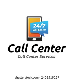 Call center vector logo template on white background
