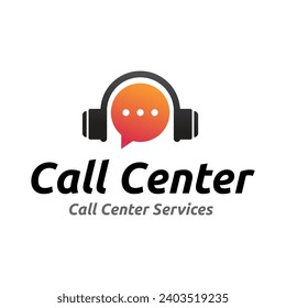 Call center vector logo template on white background
