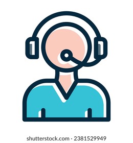 Call Center Vector Thick Line Filled Dark Colors Icons For Personal And Commercial Use.
