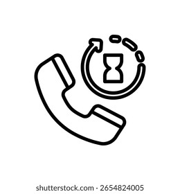 Call Center Wait Outline Icon Vector Illustration