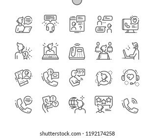 Call Center Well-crafted Pixel Perfect Vector Thin Line Icons 30 2x Grid for Web Graphics and Apps. Simple Minimal Pictogram