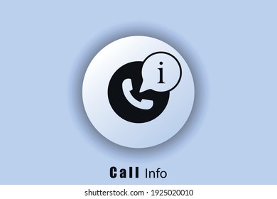 Llame al centro de llamadas. Botón web blanco. Icono de información de llamadas. Usar para una aplicación móvil. Icono de interfaz de usuario. Neomorfismo. EPS10 vectores