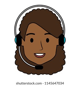 call center woman with headset character