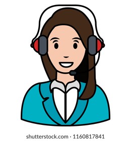 call center woman with headset character