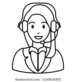 call center woman with headset character