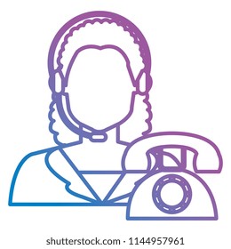 call center woman with headset and telephone