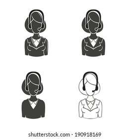  call center woman with headset, vector illustration