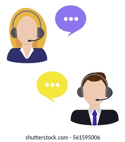 
Call center woman and man operator