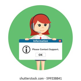 call center woman with pc message in circle background