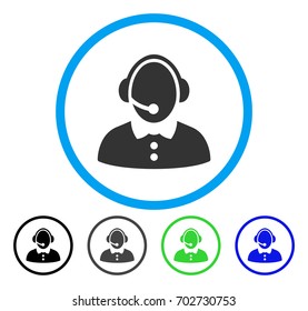 Call Center Woman rounded icon. Vector illustration style is a flat iconic symbol inside a circle, black, gray, blue, green versions. Designed for web and software interfaces.