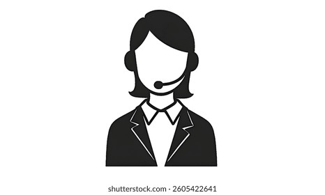 Call center woman silhouette, Customer service icon, news presenter icon, Isolate On Transparent Background Cut Out