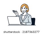 Call Center Woman Vector Illustration Material