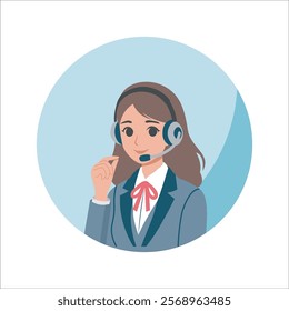 Call Center Woman Vector Illustration, flat design character