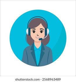 Call Center Woman Vector Illustration, flat design character