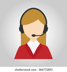 Call center. Women call center. Help desk. Operator. Support 24 hours. icon. Vector. Illustration. EPS10
