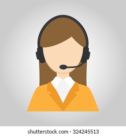 Call center. Women call center. Help desk. Operator. Support 24 hours. icon. Vector. Illustration. EPS10