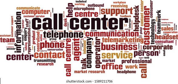 Call center word cloud concept. Collage made of words about call center. Vector illustration 