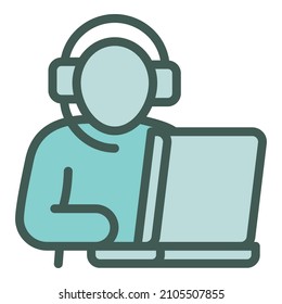 Call center work icon outline vector. Job service. Operator support