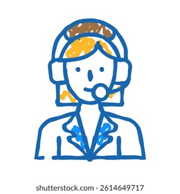 call center worker doodle icon sketch vector. call center worker sign. isolated symbol illustration