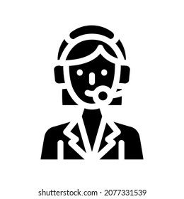 call center worker glyph icon vector. call center worker sign. isolated contour symbol black illustration