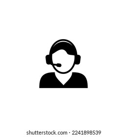 Trabajador del centro de llamadas con ilustración vectorial de icono de auriculares con micrófono