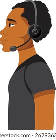 
Trabalhador de Call Center com Avatar Vetor de Perfil de Headset. Pessoa que trabalha em um call center e atende chamadas telefônicas 
