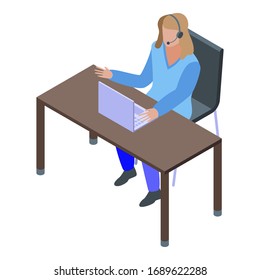 Call center worker icon. Isometric of call center worker vector icon for web design isolated on white background