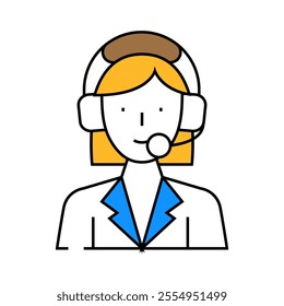 call center worker line icon vector. call center worker sign. isolated symbol illustration