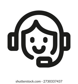 Call center worker professional line icon. Professional Line Vector Icon with modern customer support concept, minimal clean outline design and scalable communication symbol
