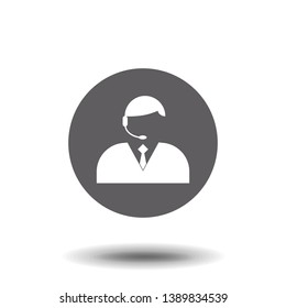 Call center worker vector icon. Assistant,callback symbol flat vector sign isolated on white background. Simple vector illustration for graphic and web design.