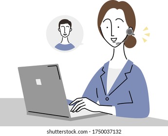 a call center worker who is talking with a man