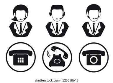 Call center.Peoples and telephones.Vector. EPS-10 (non transparent elements,non gradient)