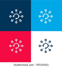 Call Centre four color material and minimal icon logo set in red and blue