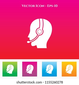 Call Centre Icon in Colored Square box. eps-10